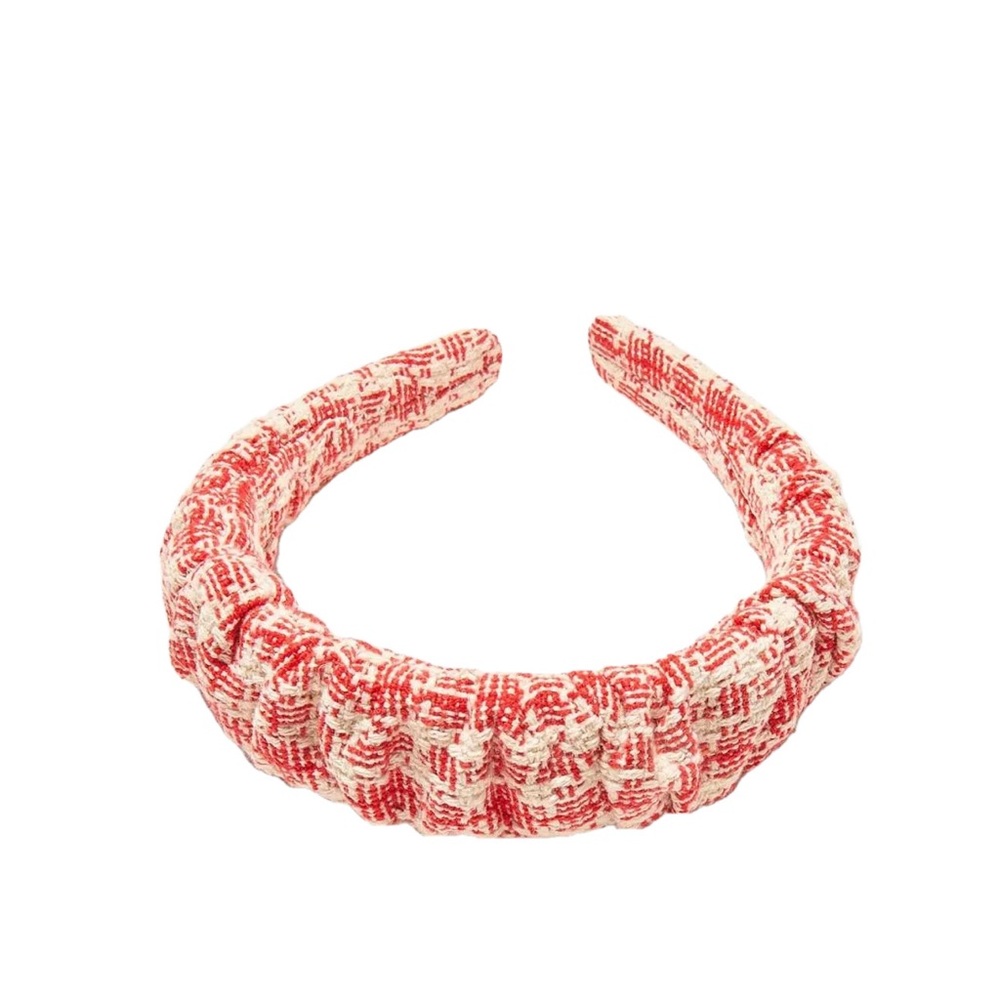 LELE SADOUGUI Kelly Ruched Tweed Headband - Ladybug Red